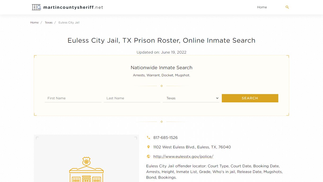 Euless City Jail, TX Prison Roster, Online Inmate Search ...